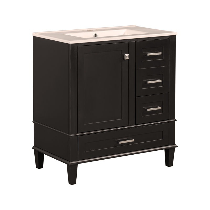 Ensemble de meuble-lavabo 30 po, ensemble d'armoire de salle de bain avec lavabo, armoire de rangement avec porte à fermeture douce et 3 tiroirs