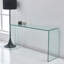 Console en verre, console en verre trempé transparent avec bureaux à bords arrondis, table de canapé