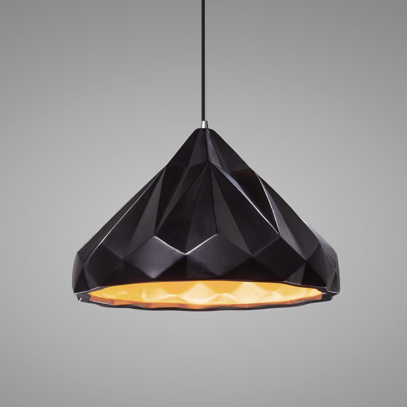 Luminaire suspendu géométrique 1 lumière Cattier, Chrome poli, Or champagne