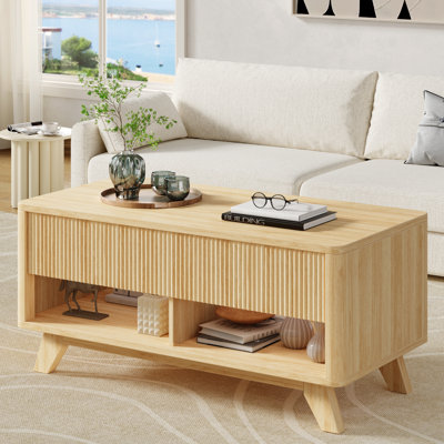 Farmhouse Lift-Top Coffee Table With Hidden Storage Compartment