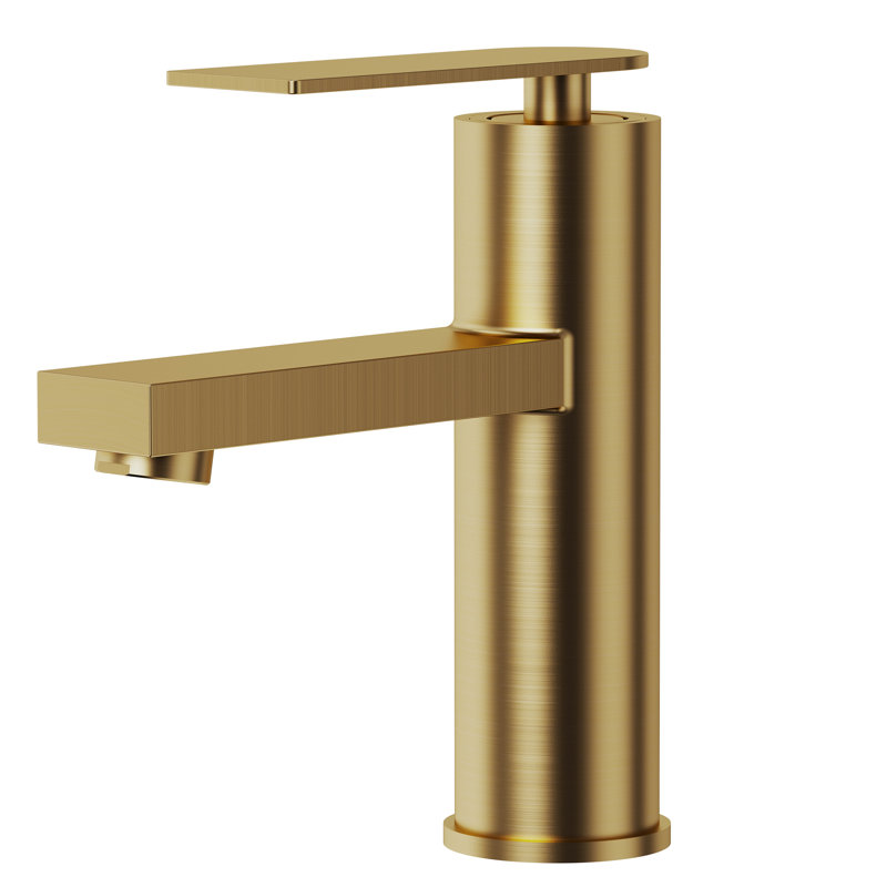 Single Hole Bathroom Faucet, Single Handle Bathroom Sink Faucet with Drain Assembly, Brushed Gold