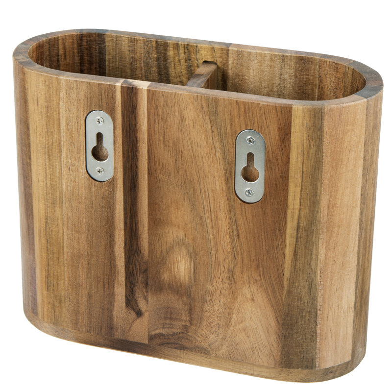 Porte-ustensiles mural en bois d'acacia