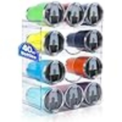 [Large Compartment] Water Bottle Organizer For Stanley 40 Oz, 4 Pack Stackable Water Bottle Organizer, Clear Water Bottle Holder For Tumbler Travel Mu
