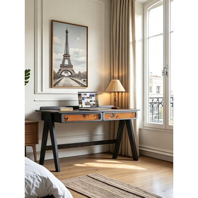Bureau d'écriture moderne en bois avec deux tiroirs décoratifs