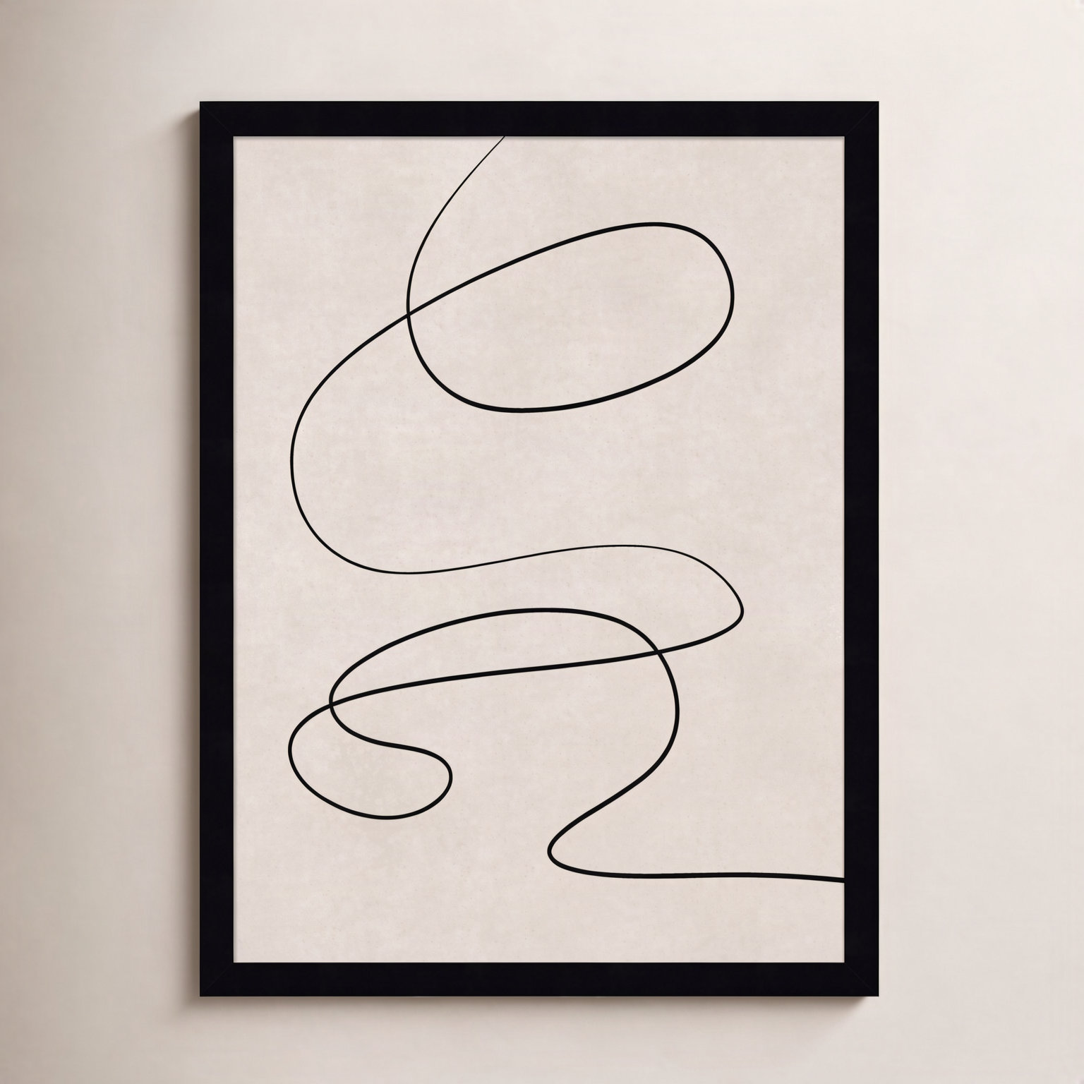 Black Line and Textured Beige Print, 21" H x 16" W, Black