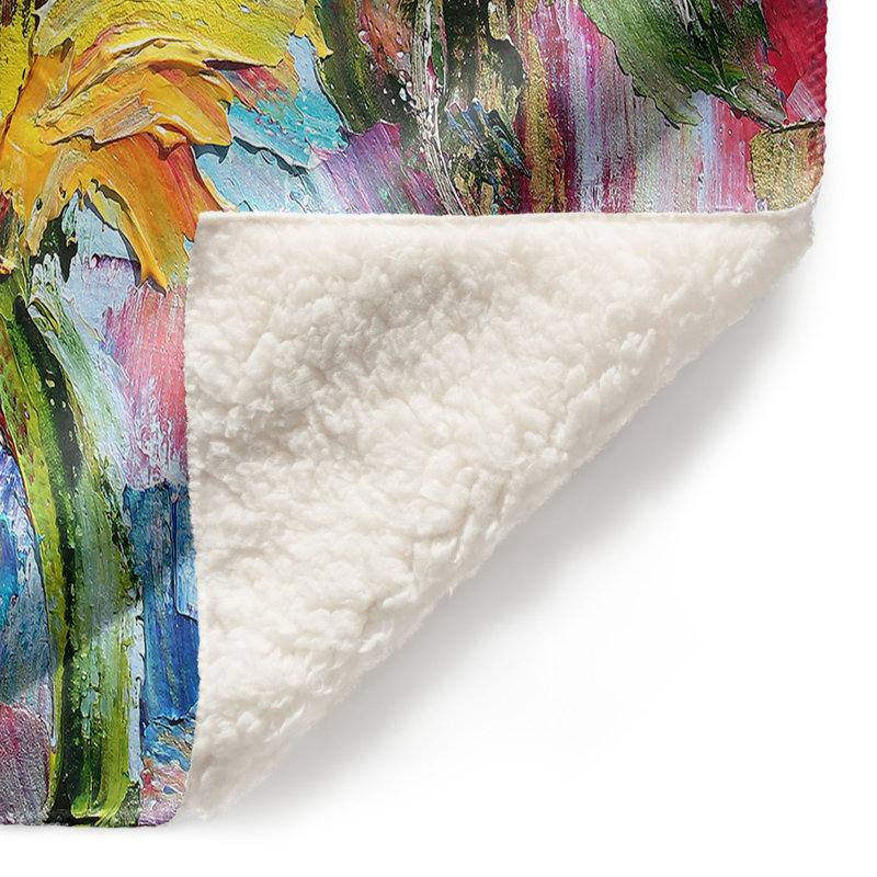 Couverture en sherpa Sunflower Joy, l 68 po x L 80 po