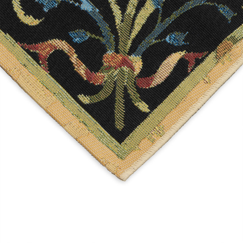 Tapis intérieur / extérieur Marina Dream Garden Midnight, Rectangle 4 pi 10 po x 7 pi 6 po