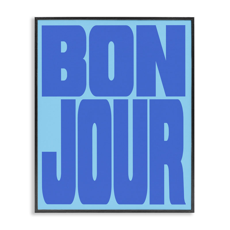 Bonjour Blue Tones Framed Giclee, design by House of Lulu, 20" H x 16" W, Midnight Black Framed Giclee