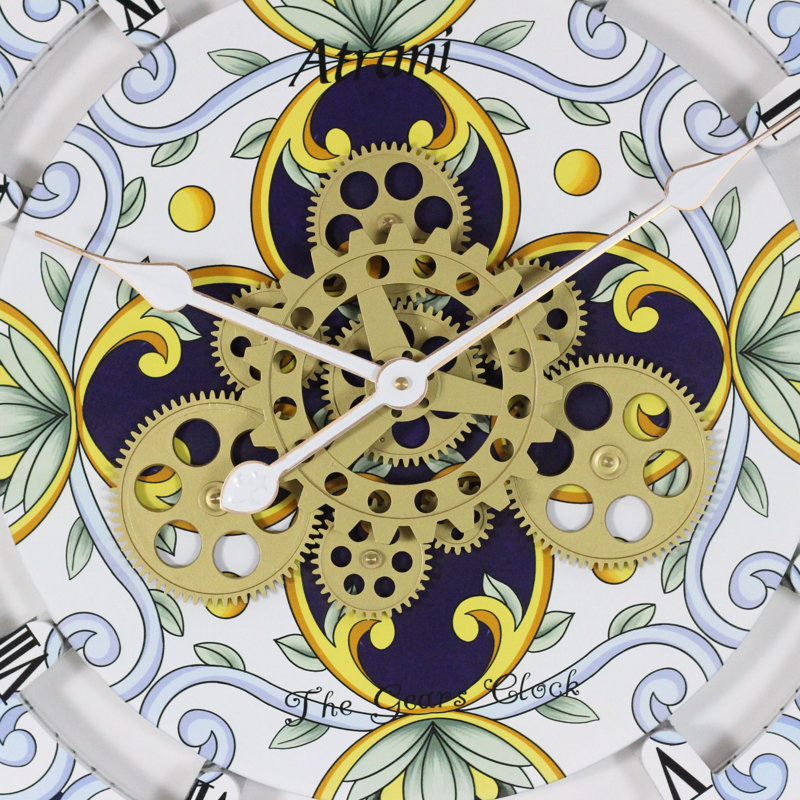 Atrani 24-Inch Round Wall Clock with Moving Gears