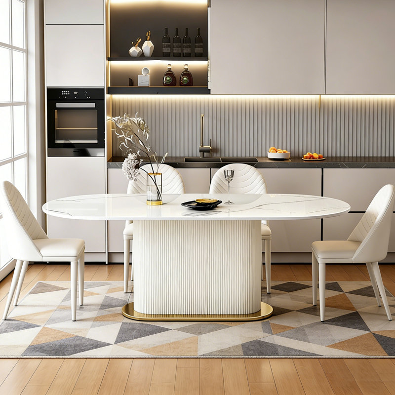 Table de salle à manger légère de luxe, H 29,92 po x l 62,99 po x P 35,43 po, 5 pièces: table, 4 chaises