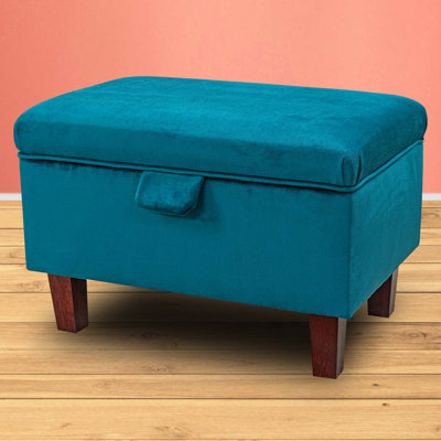 50cm Blue Velvet Storage Ottoman
