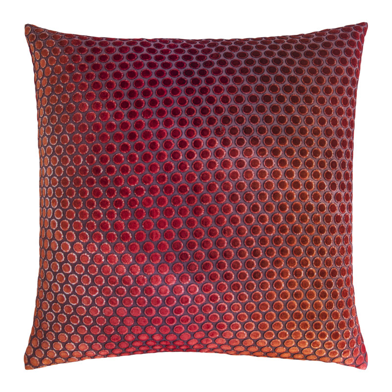 Dots Square Velvet Pillow Cover & Insert, Wildberry, 18"H x 18"W