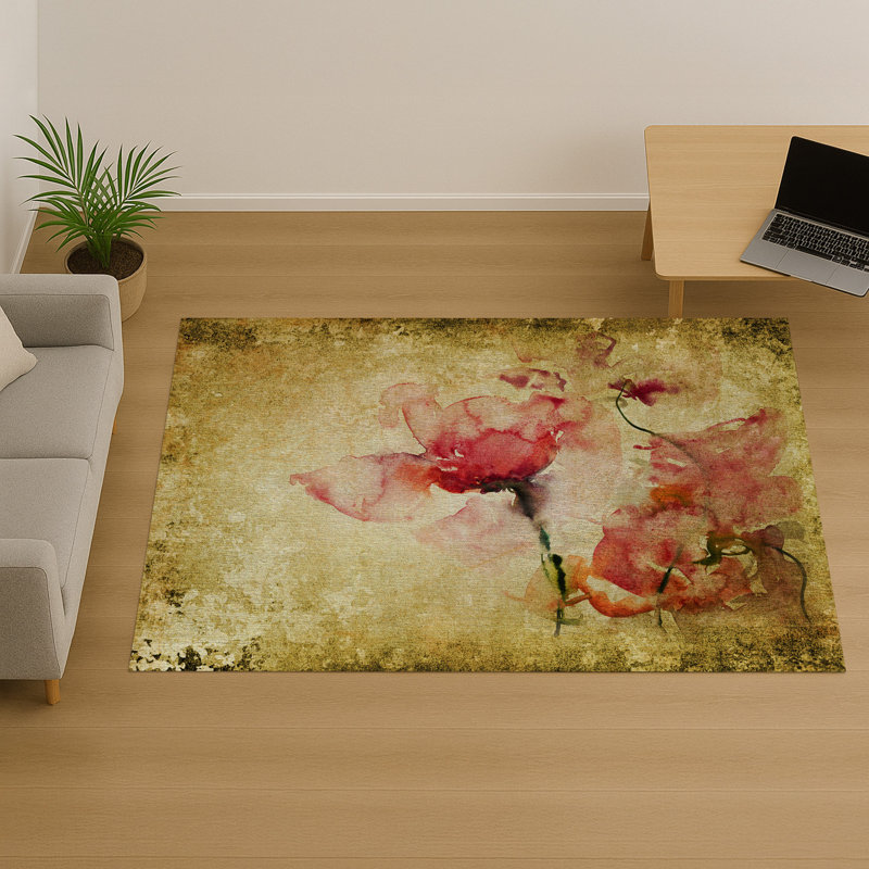 Floral Area Rug, Runner 70 x 140 cm
