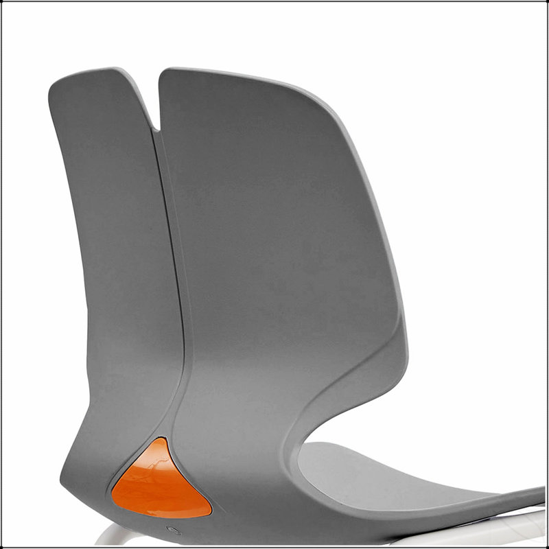 Modern Stacked Office Chair Set With Ergonomic Design, Grey Polypropylene And Steel Construction, 4-Piece, Grey