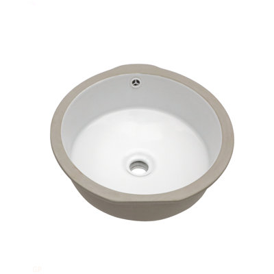 Lavabo de salle de bain rond en céramique blanc encastré avec trop-plein 15,75 "x 15,75" (lavabo seulement)