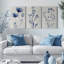 «Blue Floral Botanical», reproduction d'art sur toile abstraite (ensemble de 3)-2120370626