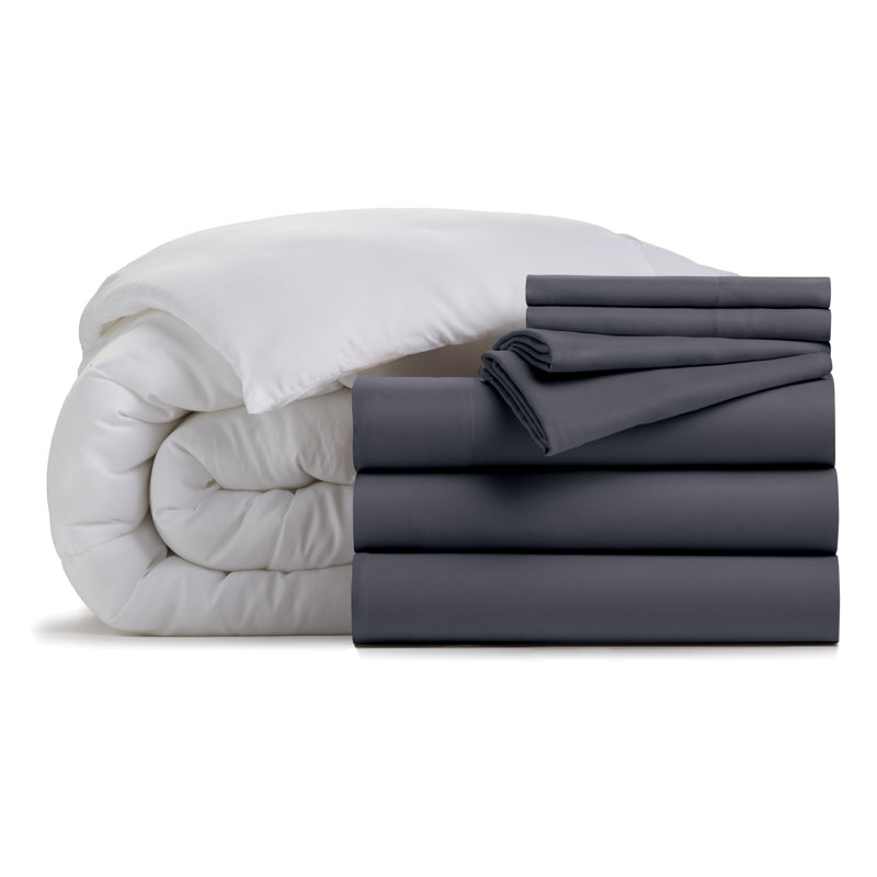 Ensemble d'édredon en microfibre 7 pièces Home, Anthracite, Édredon très grand californien + 6 pièces