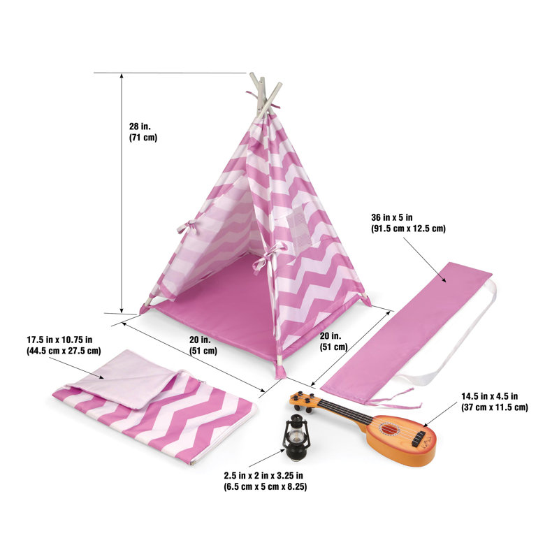 Lavender and White Chevron Doll Camping Set with Accessories