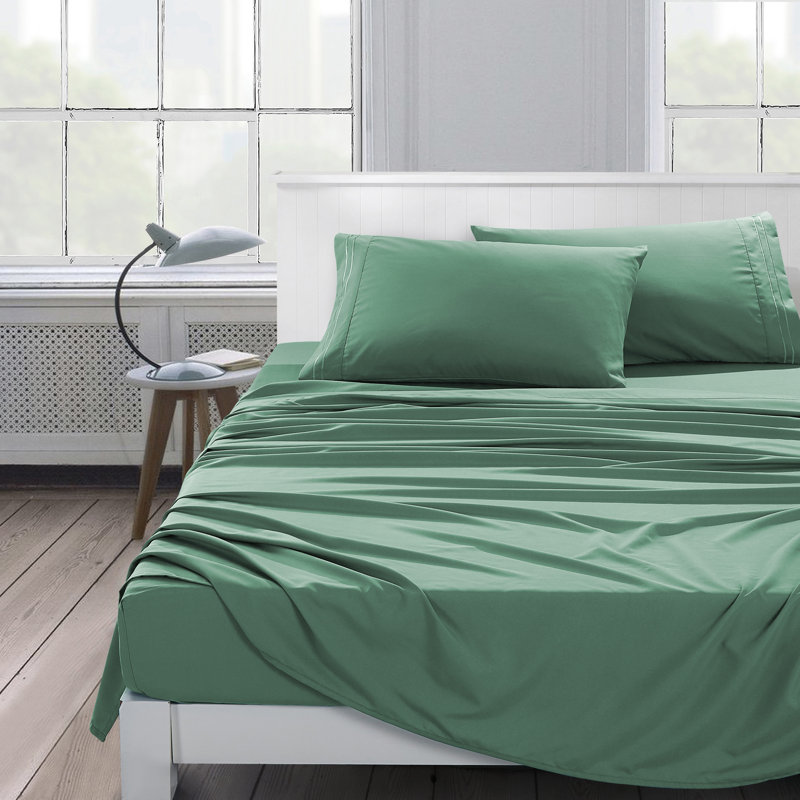 Jcrown Microfiber Sheet Set, King Sheet Set with 2 Pillowcases, Green