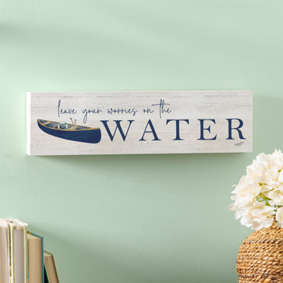 Plaque de cheminée Lake Living, laissez vos soucis 18 po x 5 po