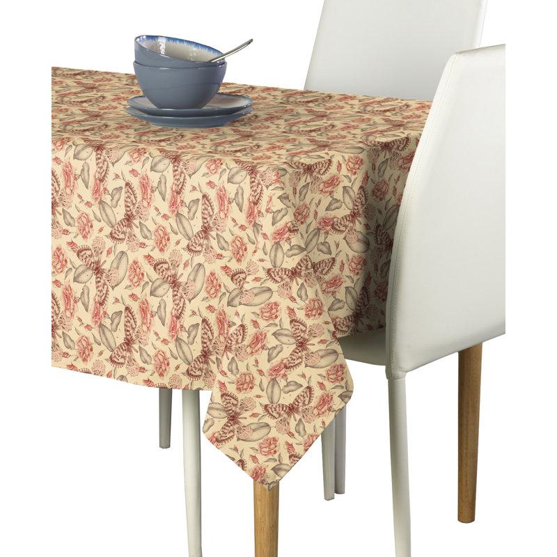 Ashanti Natural Butterflies Tablecloth, 60" L x 60" W