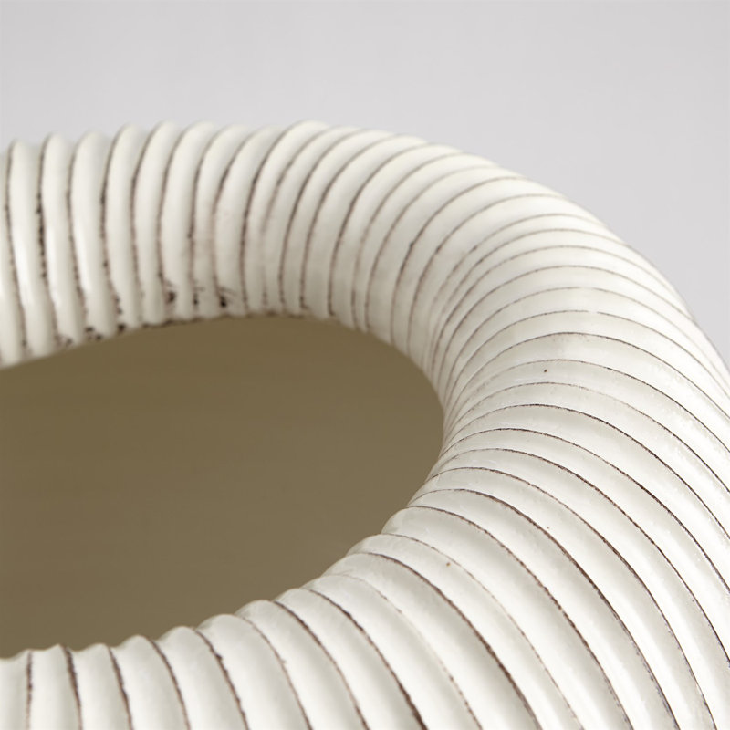 Baleen Cachepot-Ivory w/Brown Edges