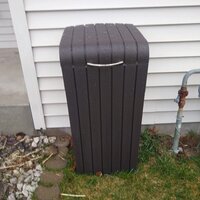 Keter keter copenhagen 30-gallon resin wood style outdoor trash