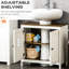 Commode de plancher sous le lavabo, tablette réglable, armoire à portes doubles, debout, lavabo, matériaux