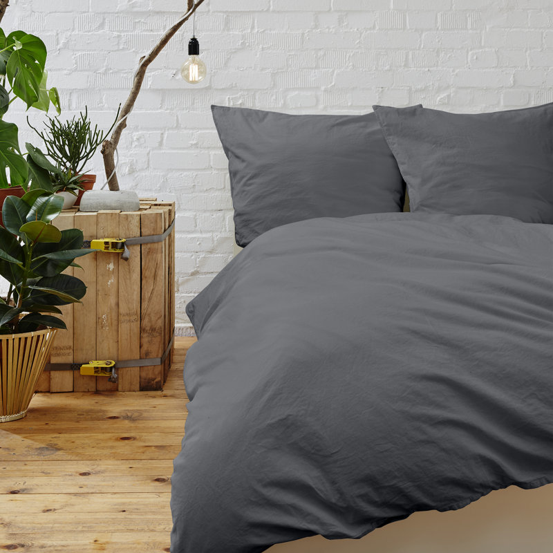 Duvet Cover, King Duvet Cover + 2 King Shams, Dark Gray