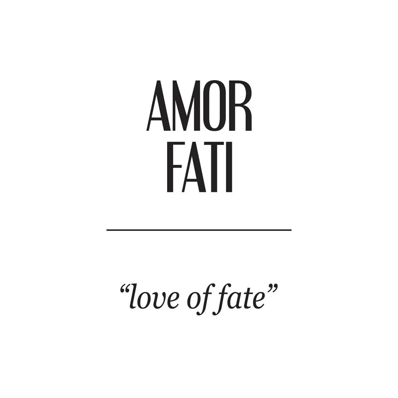 Art textuel sur toile tendue, significations latines - Amor Fati par Pixy, H 26 po x l 18 po x 1,5 po