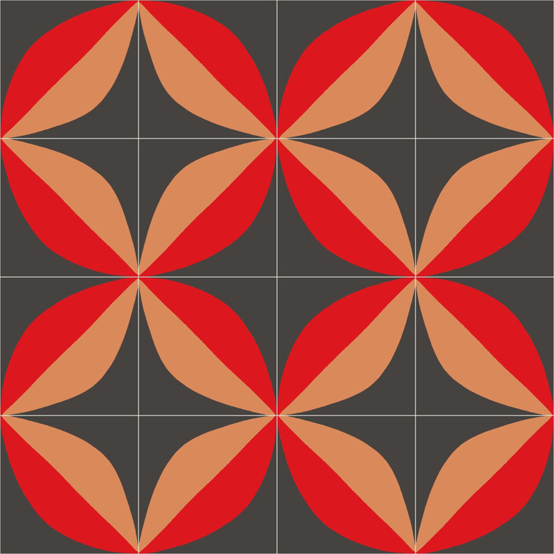 8 in. x 8 in. Clay and Limestone Tile, Flame