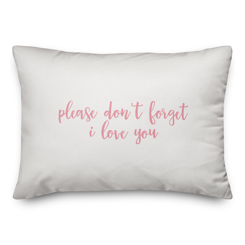  Coussin décoratif "Veuillez ne pas oublier" I Love You, Rose / blanc