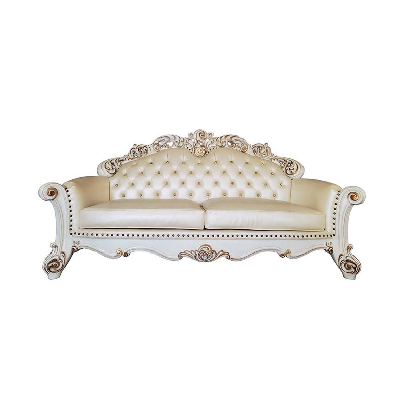 Haslet Rolled Arm Sofa, White, Antique Pearl, 52" H x 96" W x 42" D