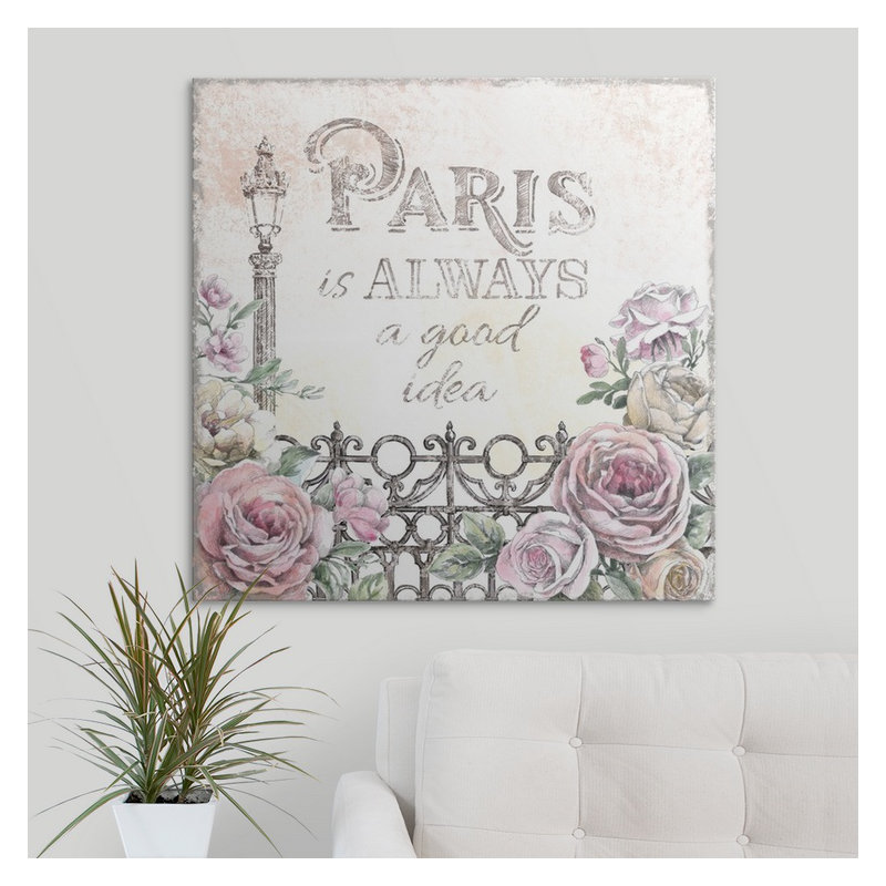 « iv », reproduction d’impression Paris Roses, H 35 po x l 35 po x P 1,5 po, Toile