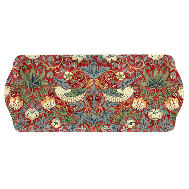 Morris & Co, Strawberry Thief - Sandwich Tray, Red/Grey/Green