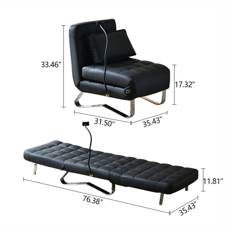 Canapé-lit 23,62 po, 33.46" H x 35.43" W x 31.5" D