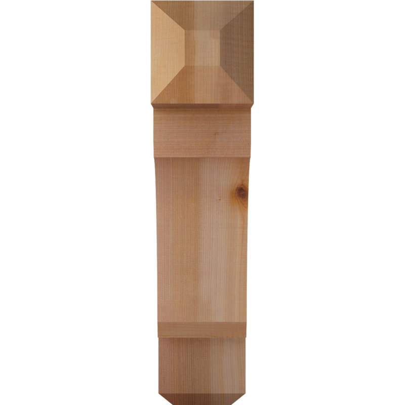 H Support en bois / corbeau, Western Red Cedar (Smooth), H 18 po x l 3,5 po x P 14 po