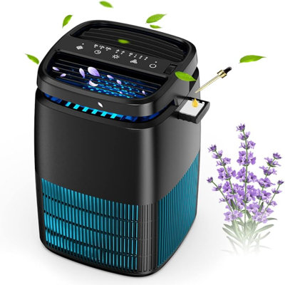 POMORON 4-In-1 Air Purifiers For Home, Air Ionizer Negative Ion Generator, Efficient HEPA Filter, UV, Remove 99.97% Particles Such As Pollen Smoke Pet Dander Air Cleaner For Bedroom, MJ002H, Black