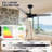 52 in. 3-Blade Wood Ceiling Mounted Low Profile Standard Ceiling Fan with Integrated LED, Black, with Romote Control