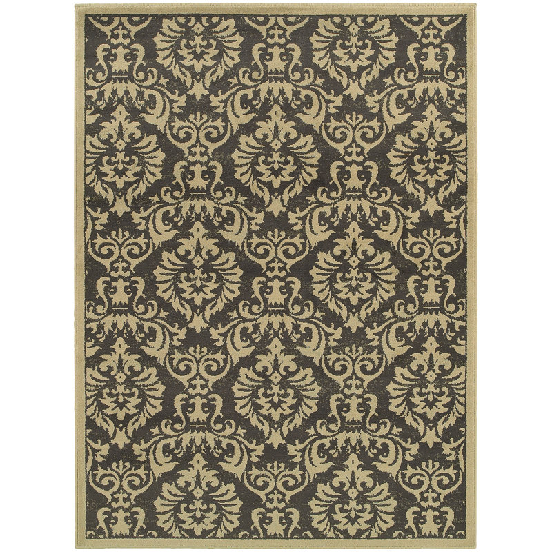 Tapis gris anthracite / ivoire Acropolis, Rectangle 9 pi 10 po x 12 pi 10 po