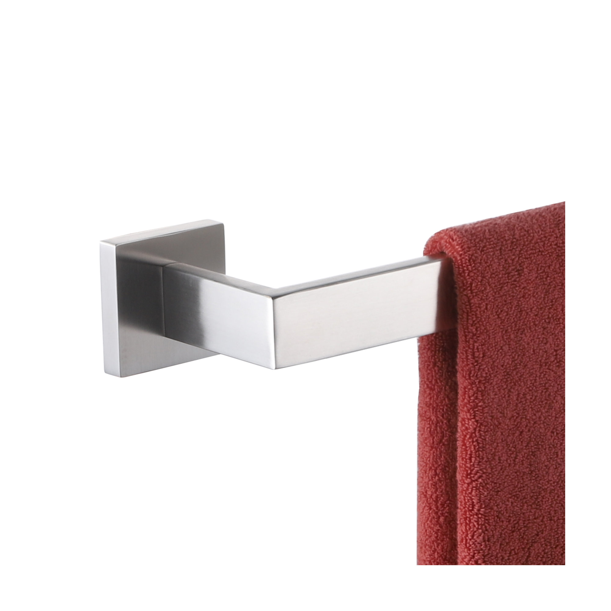 25.5" Wall Mounted Towel Bar, 2" H x 25.5" W x 3" D, Brushed Nickel