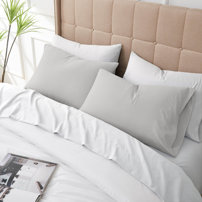 Eldon Microfiber Two Pillow Cases by Southshore Fine Linens, King Pillowcase, Light Gray