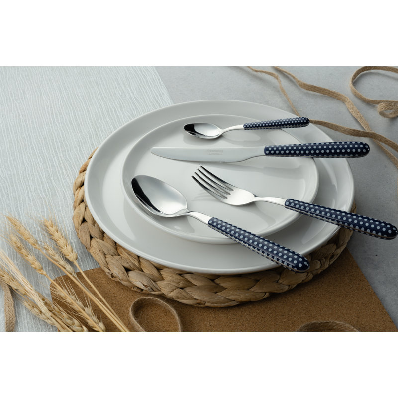 Grunwerg Cutlery Greenworks, 24 Piece Cutlery Set , Service for 6, Polka Dot