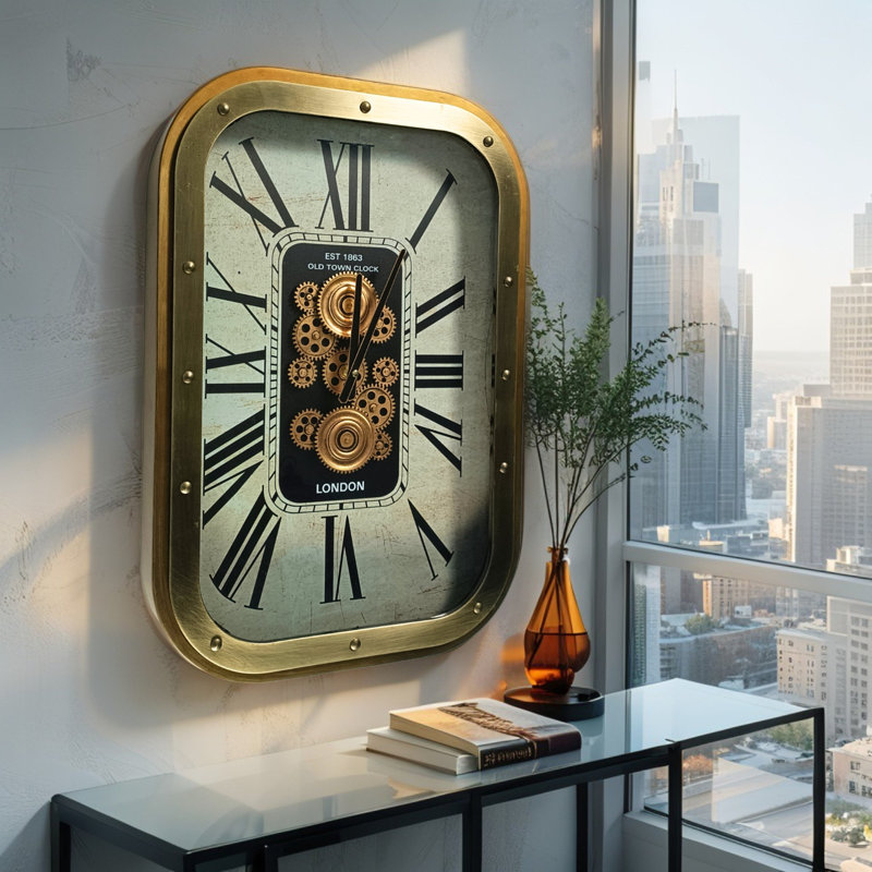Metal Wall Clock, Silver, Large