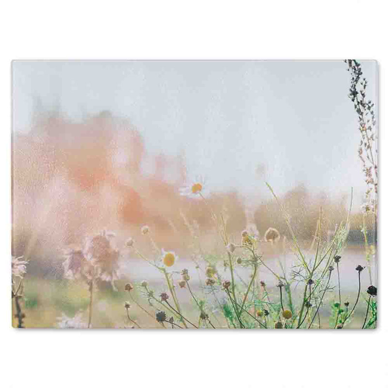 Wild Daisies Glass Chopping Board