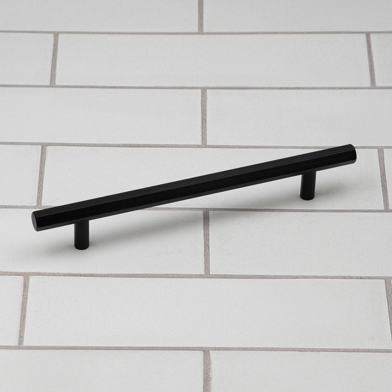 Hexagonal T-Bar Handles in Multiple Finishes, 160mm Handle, Matte Black