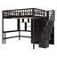 Lit mezzanine double avec bureau, bibliothèque, tiroirs et garde-robe, lit peu encombrant pour enfants et adolescents, blanc-423294390-423294393