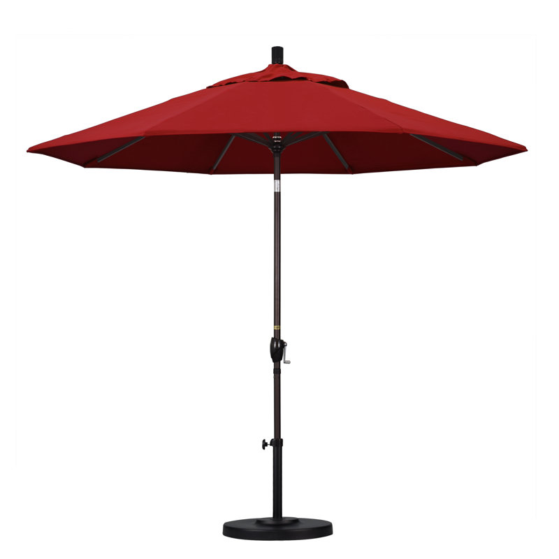 Parasol de marché 9 pi Ayomipo, Rouge / rayure naturelle
