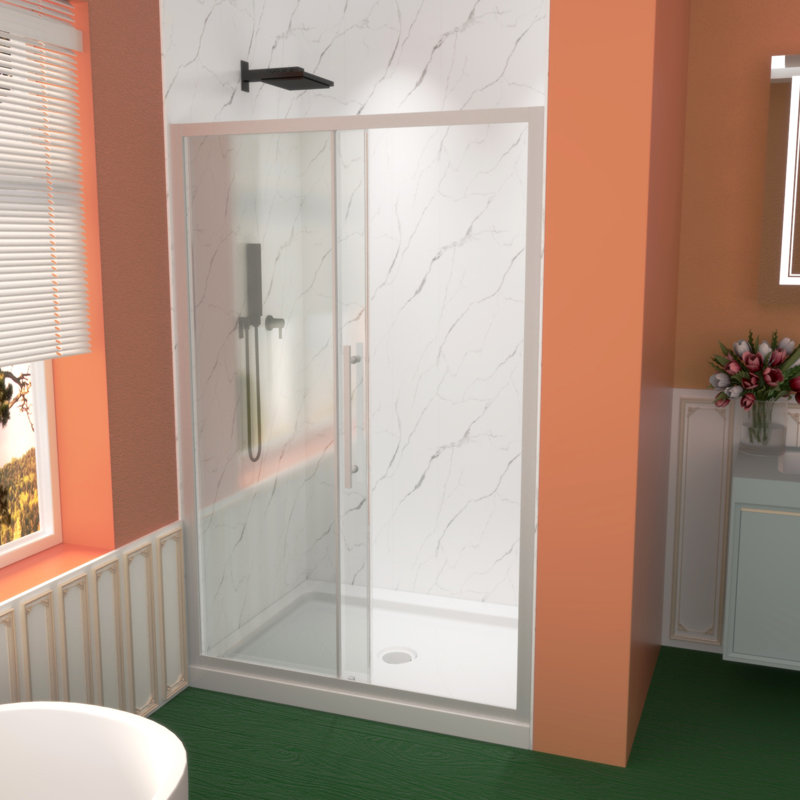 Premium Sliding Shower Door,48"Wx72"H, Adjustable Width 44-48", 1/4" Tempered Glass, Chrome