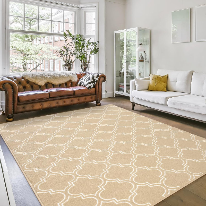Soft Moroccan-Style Bedroom Rug, Shaggy Modern Area Rug, Rectangle 5' x 7'